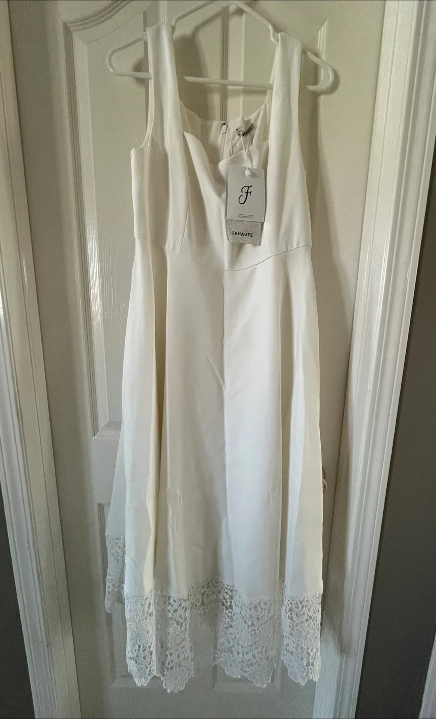 New FEHAUTE White Lace A-Line Maxi Dress - US 8 thumbnail
