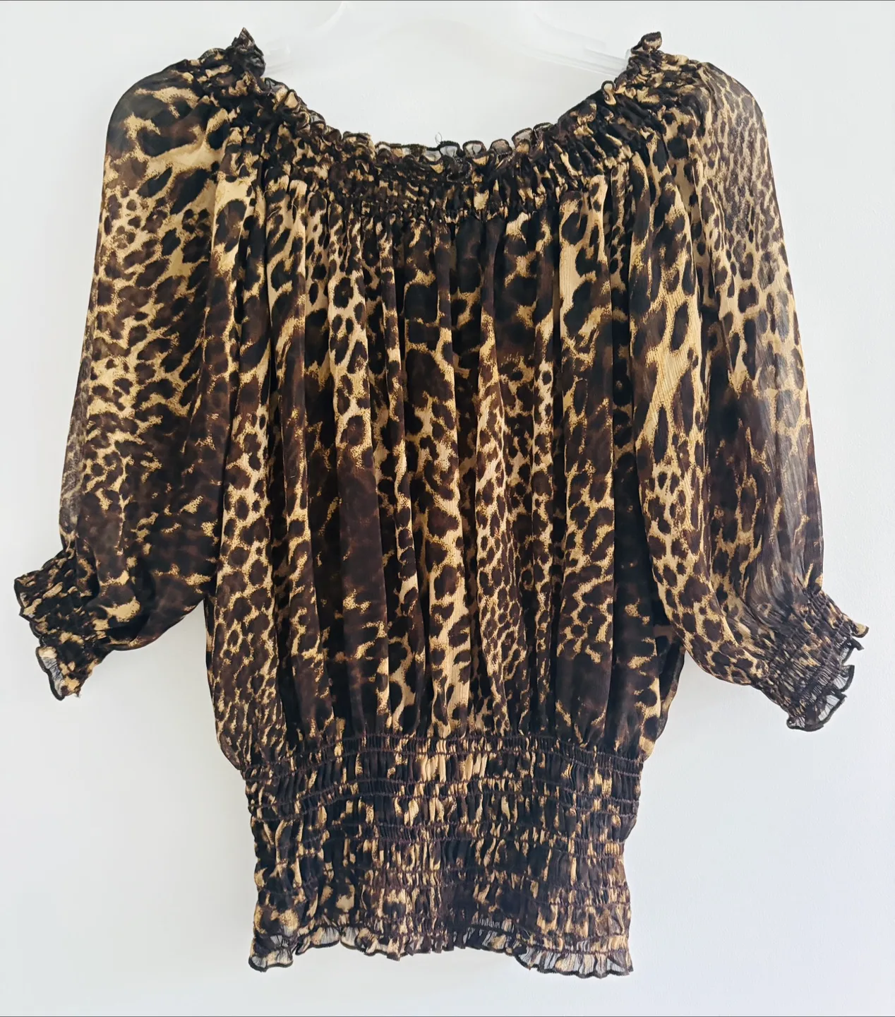 Gorgeous Leopard Print Blouse! Size M thumbnail