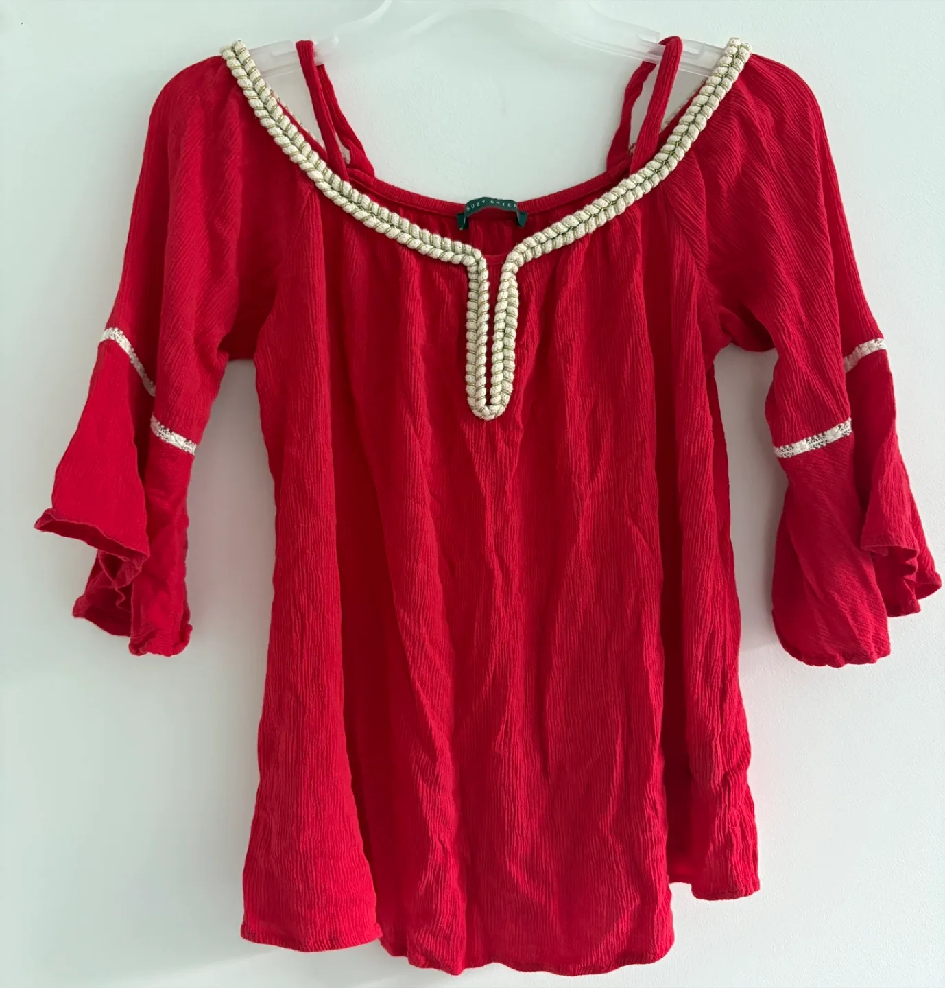 Suzy Shier Beautiful Red Blouse - Size Small thumbnail