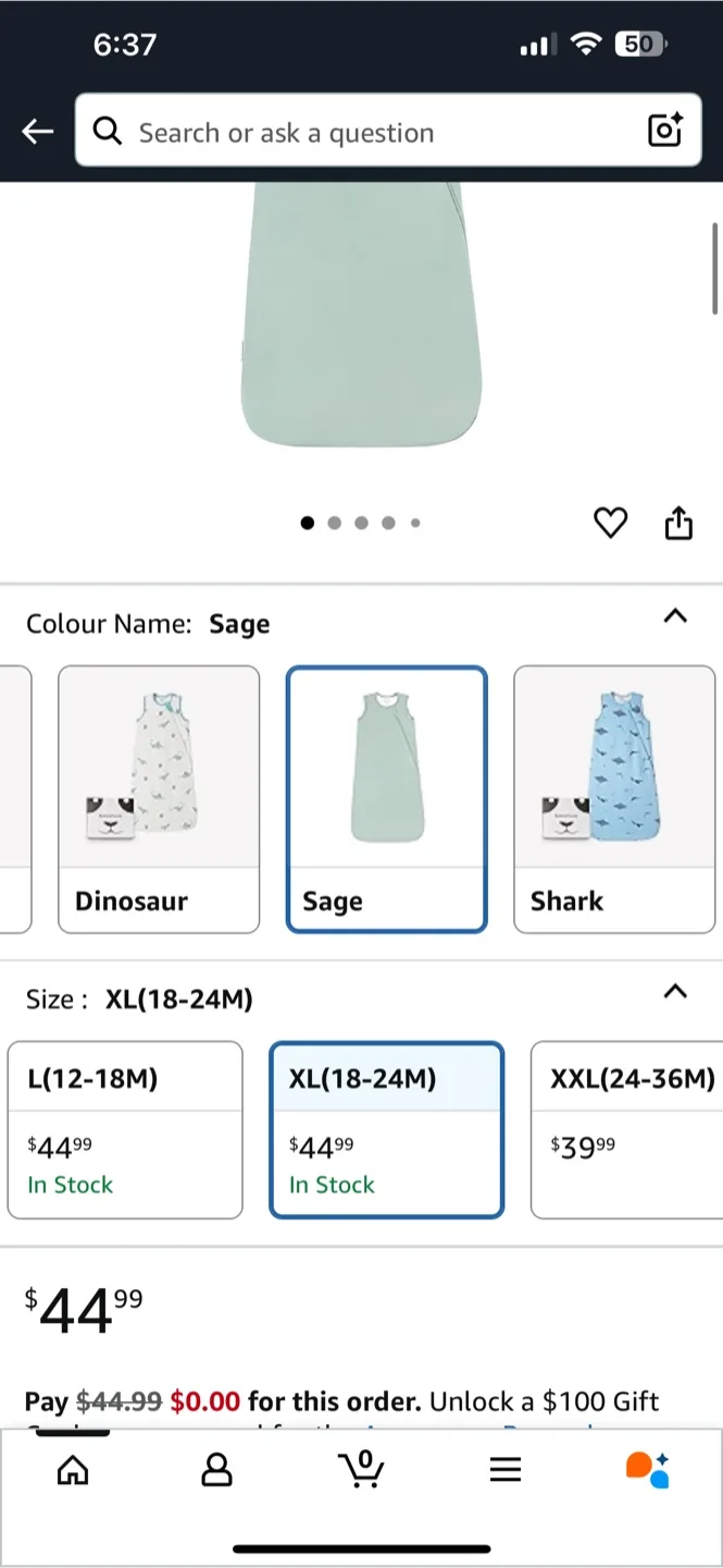 BNIB - 0.5 togOkayinn BubblePanda Sleep Sack, 18-24 Months, Sage image indicator(2)