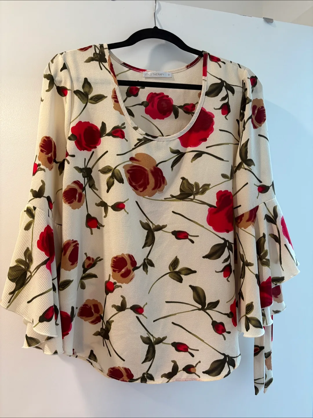 Bell Sleeve Floral Blouse - Size L thumbnail