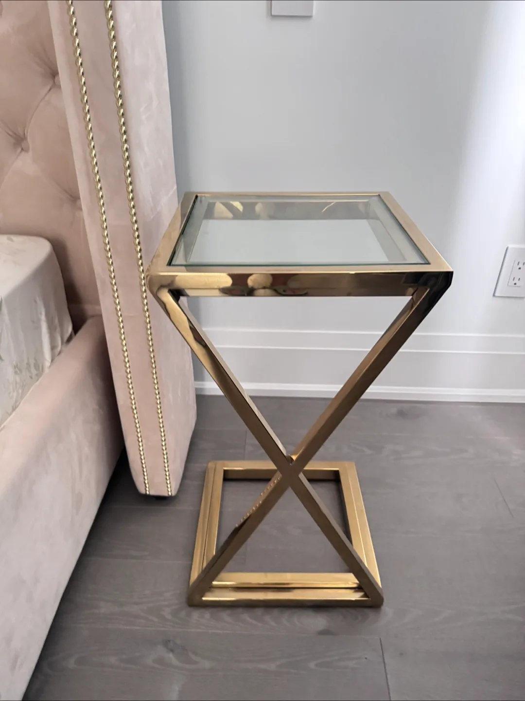 Gold Metal & Glass Side Table thumbnail
