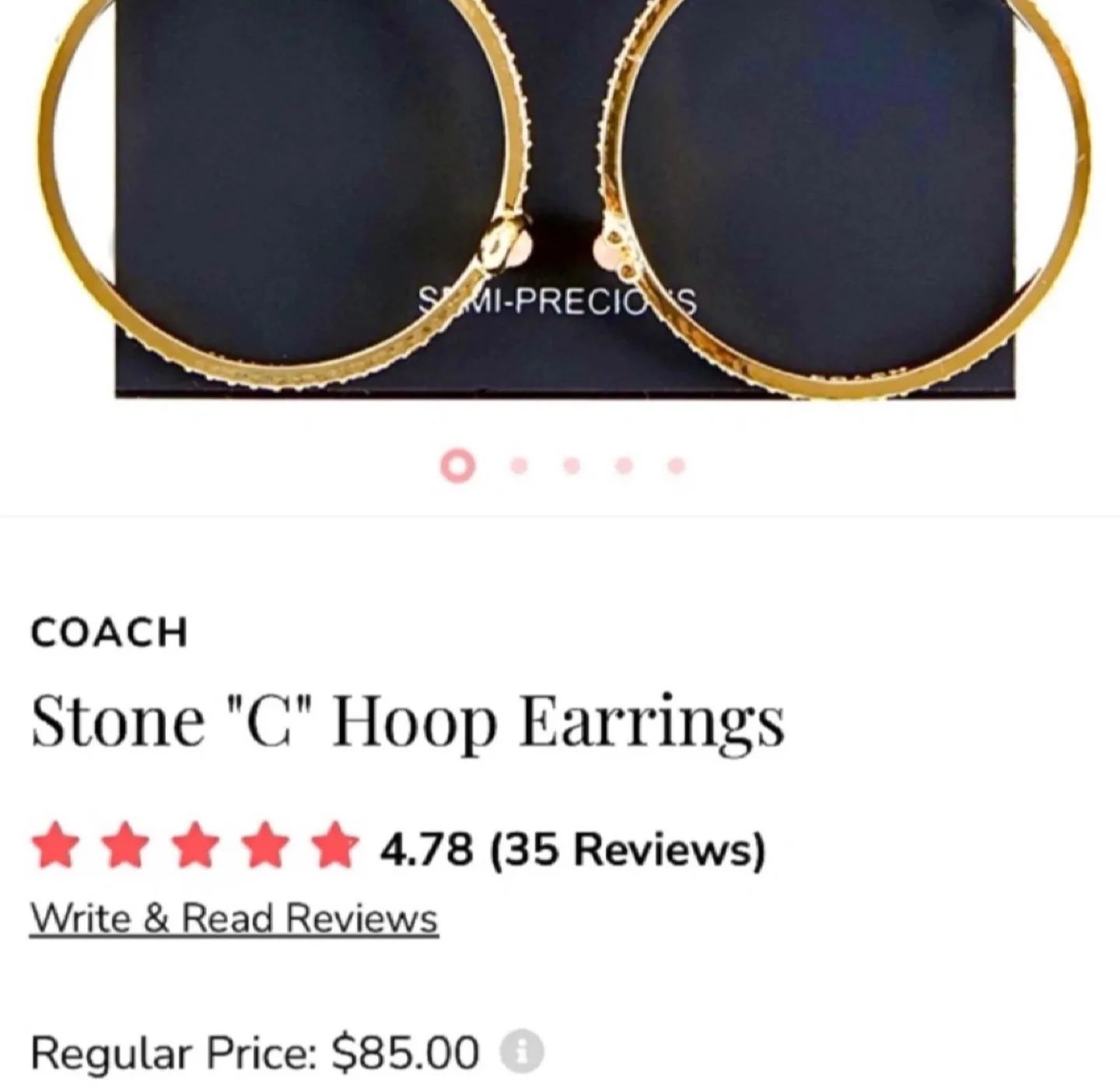 ☃️REG $120 COACH w Dust Bag Rose Quartz Gold Earrings image indicator(3)