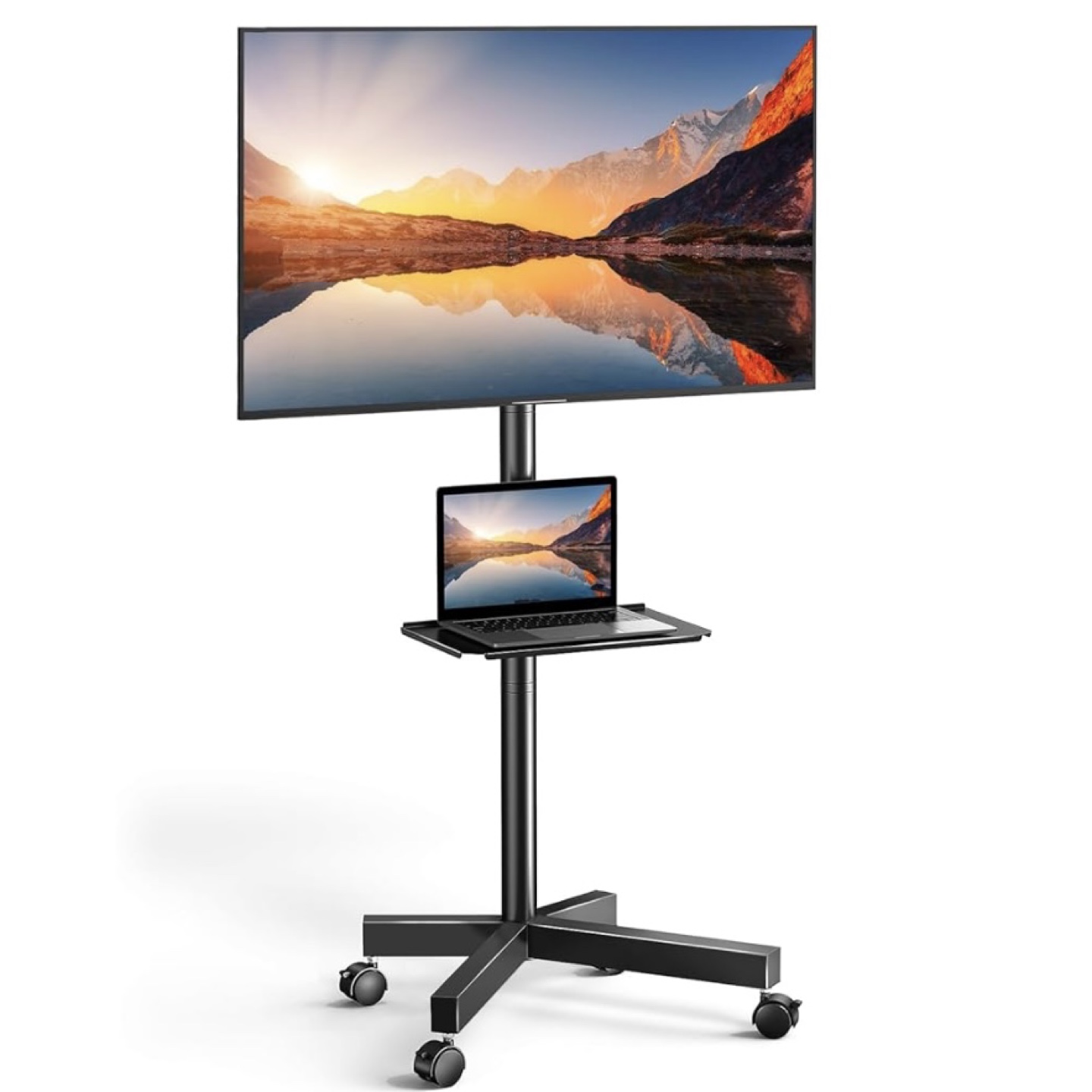 Rolling TV Stand with Mount & Shelf
