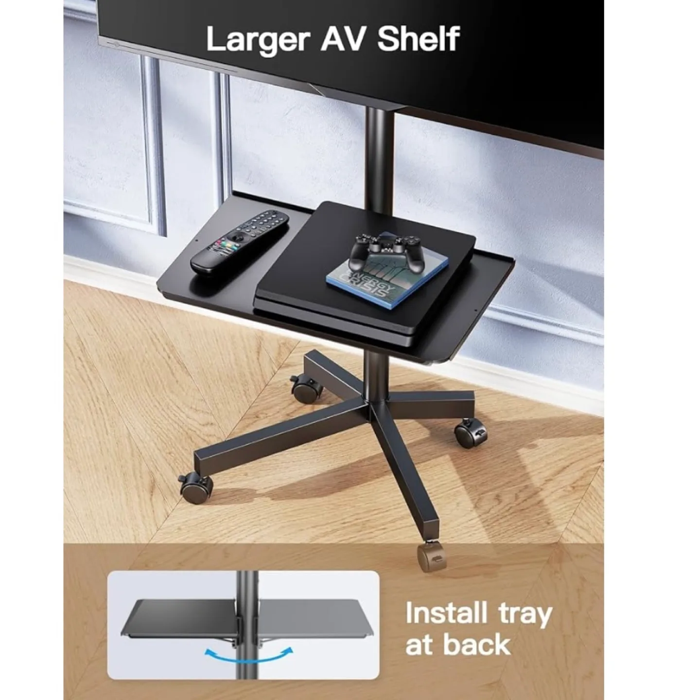 Rolling TV Stand with Mount & Shelf image indicator(4)