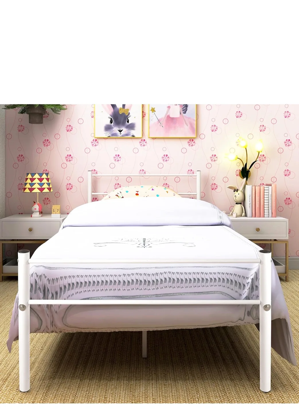 White Metal Bed Frame - Twin Size thumbnail