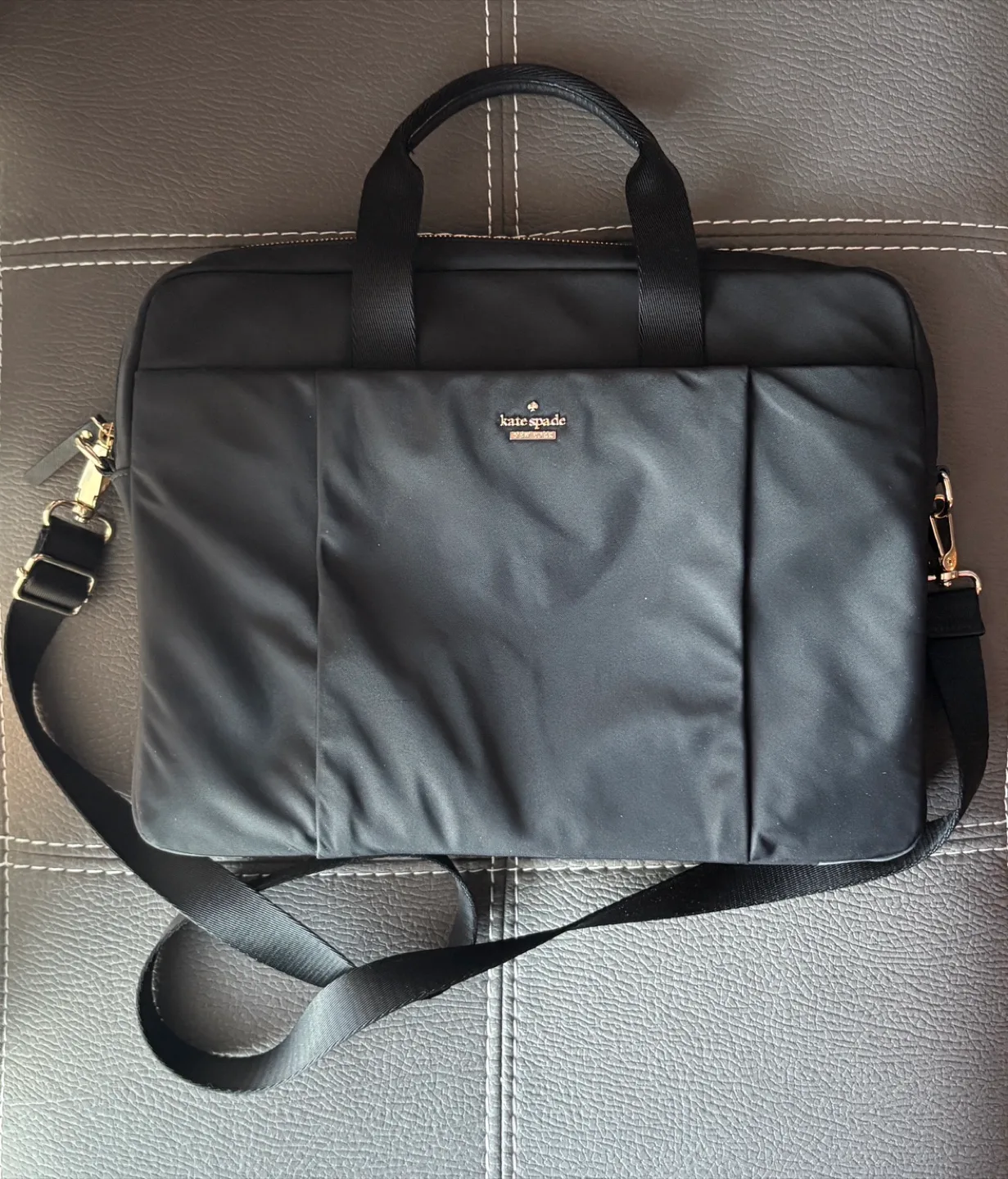 Kate Spade Black Laptop Bag with Gold Hardware 🇨🇦 thumbnail