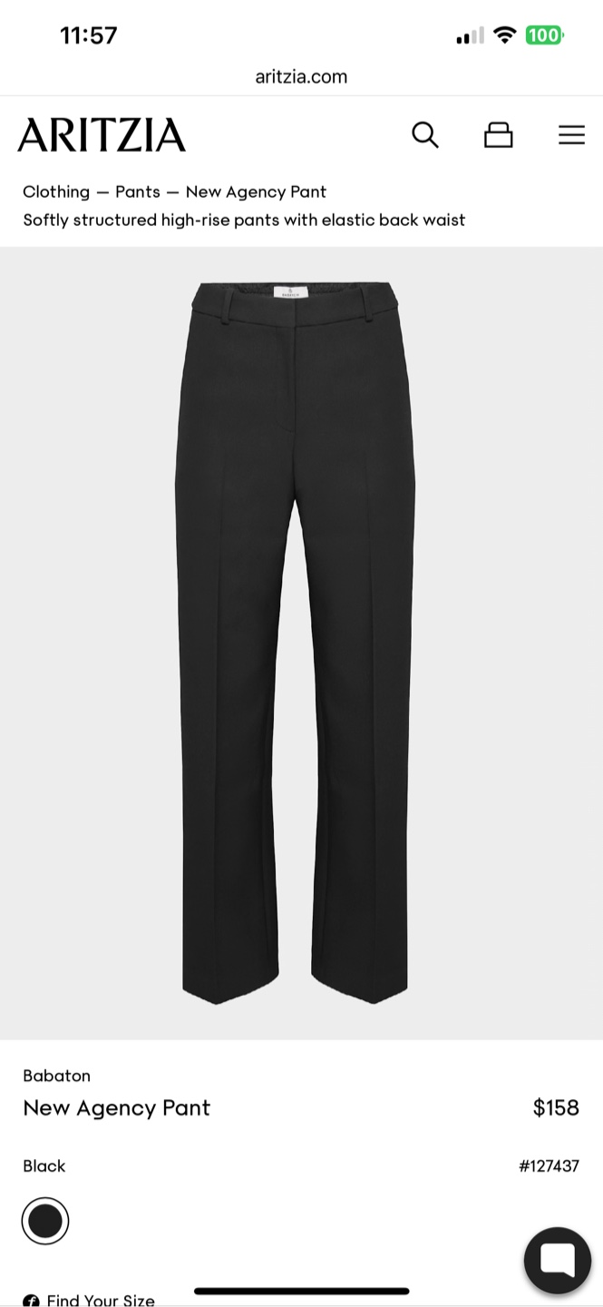 Aritzia Babaton New Agency Pant - Black