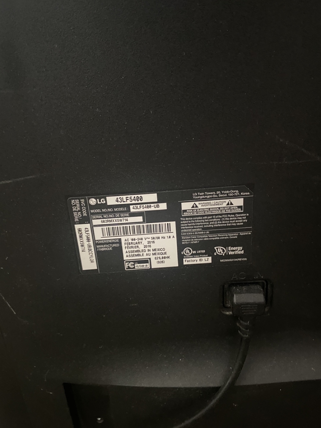 LG 43LF5400 43" TV