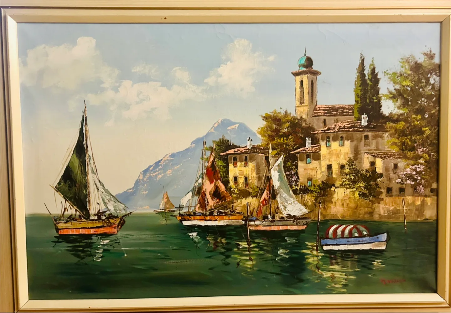 Framed Oil Painting - Seascape by H. Housier 🇨🇦 thumbnail