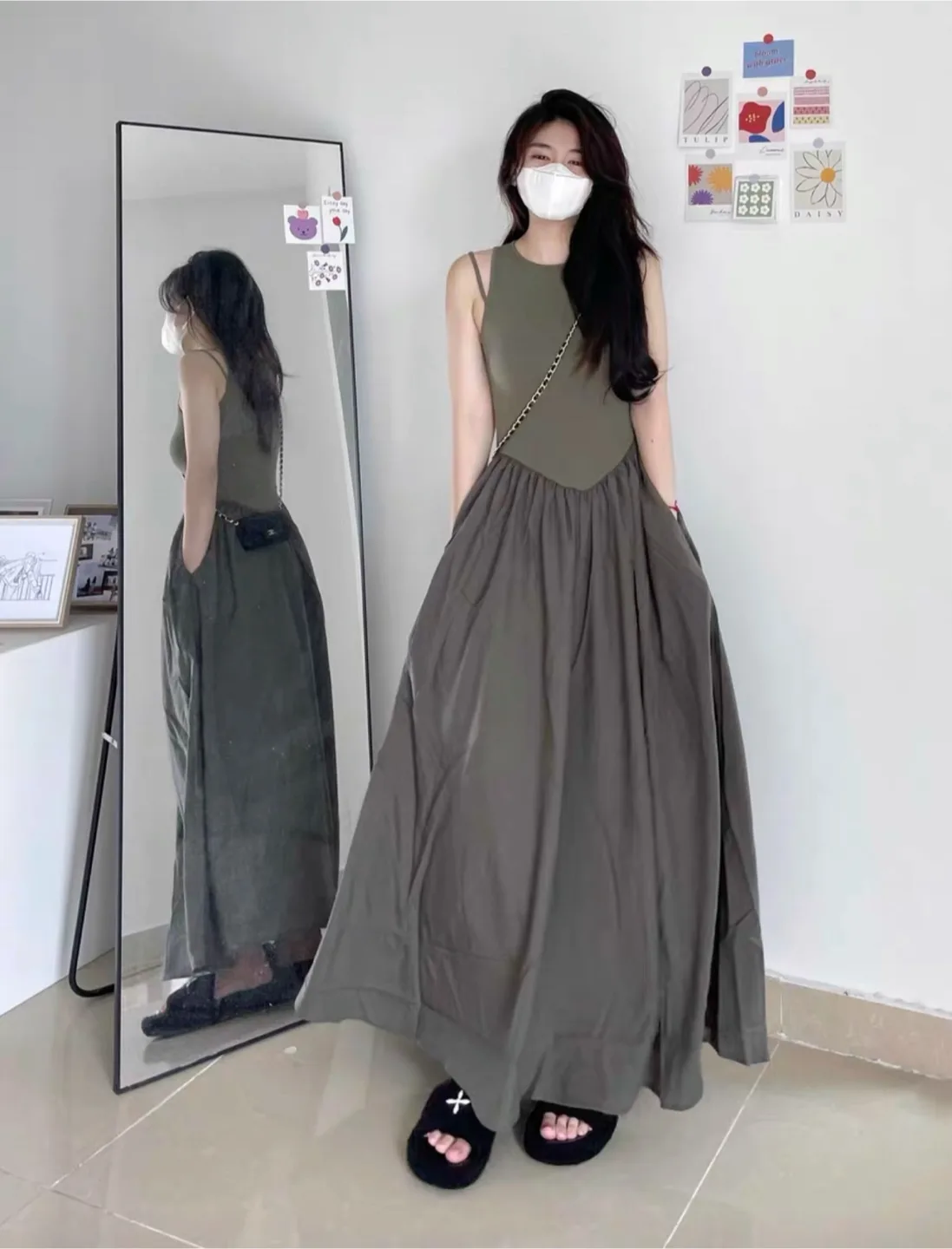 Olive Green Sleeveless Dress - S M and L image indicator(5)