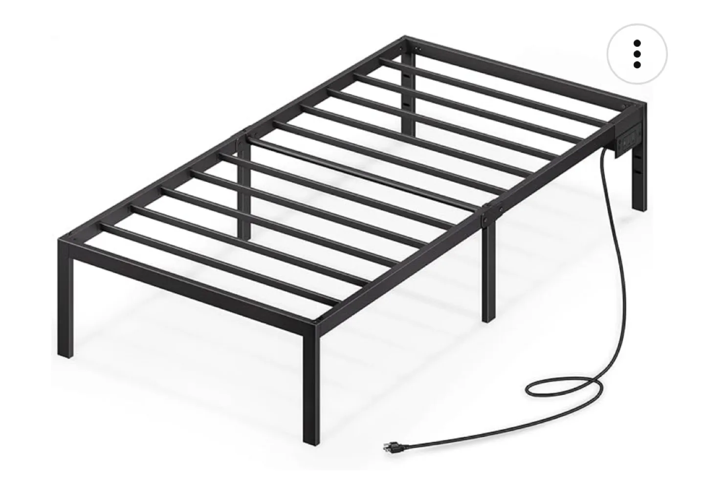 Twin Size Metal Bed Frame with USB Ports thumbnail