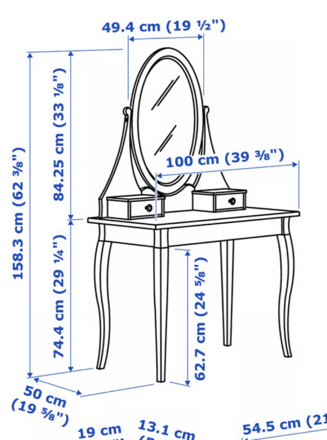 IKEA White Dressing Table with Mirror - photo 2