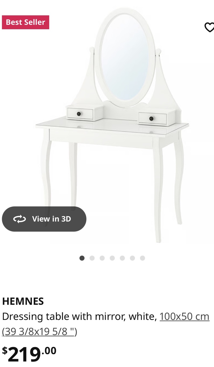 IKEA White Dressing Table with Mirror