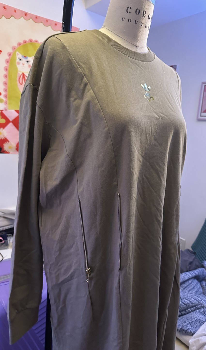 Adidas Olive Green Dress Waist Zipper Detail - photo 3