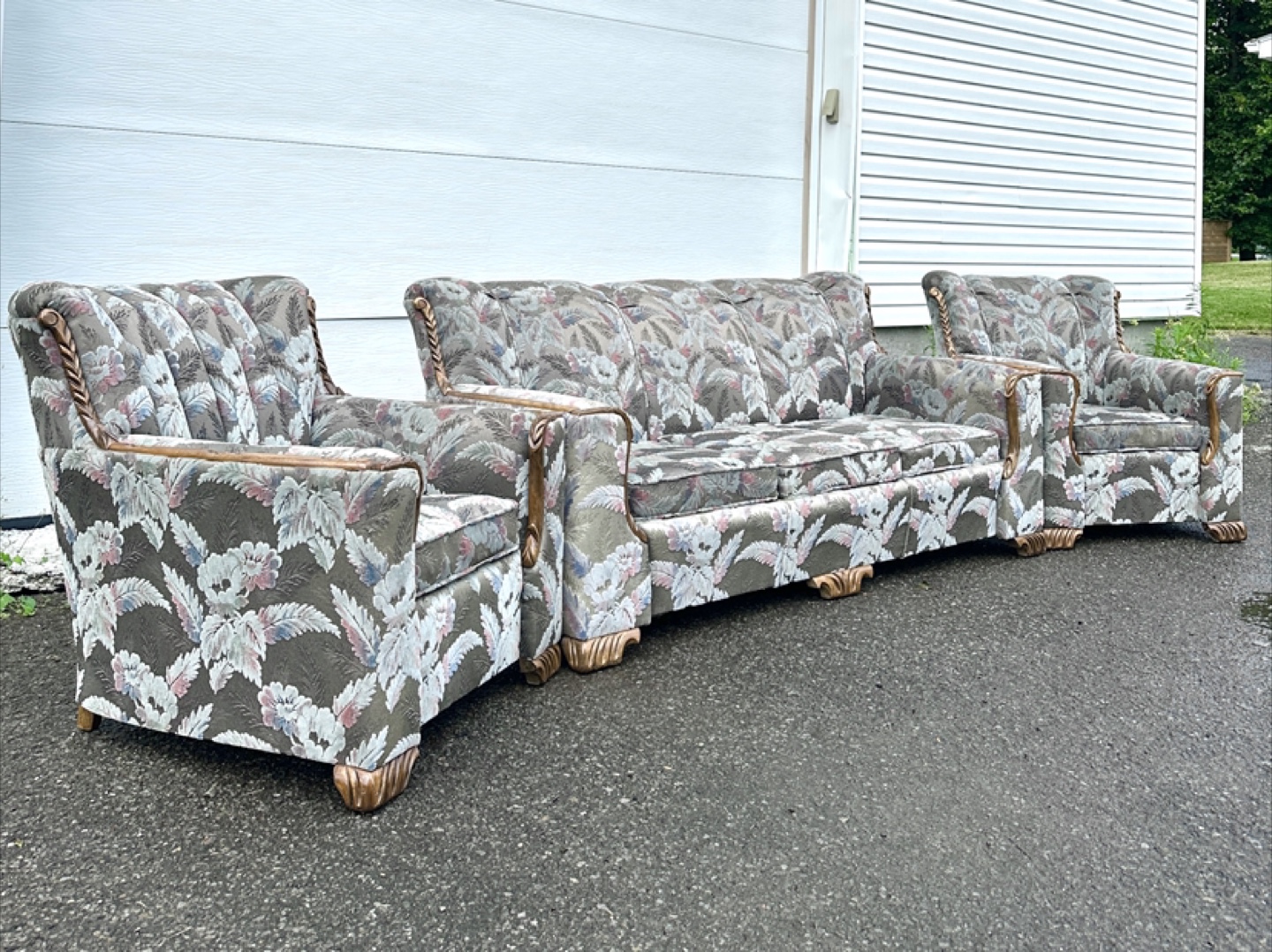 1940’s Antique Solid Wood Sofa Set with Chairs (CAN DELIVER) - photo 2