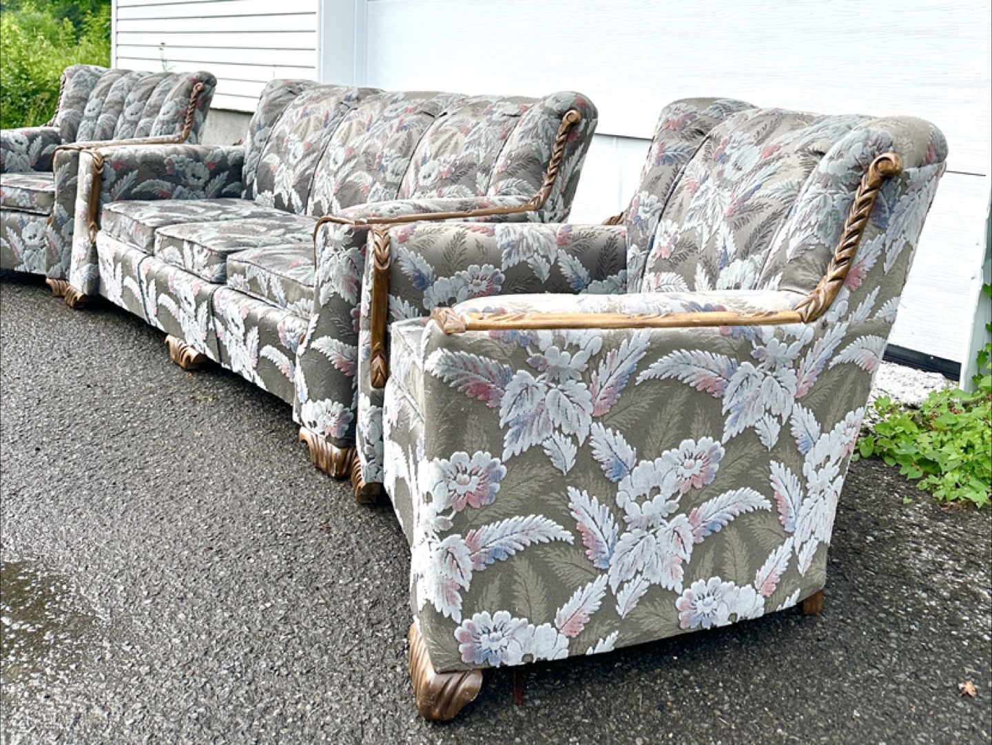 1940’s Antique Solid Wood Sofa Set with Chairs (CAN DELIVER) - photo 3