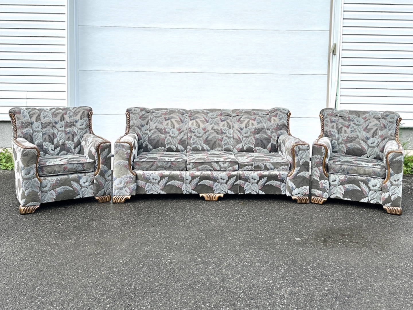 1940’s Antique Solid Wood Sofa Set with Chairs (CAN DELIVER)