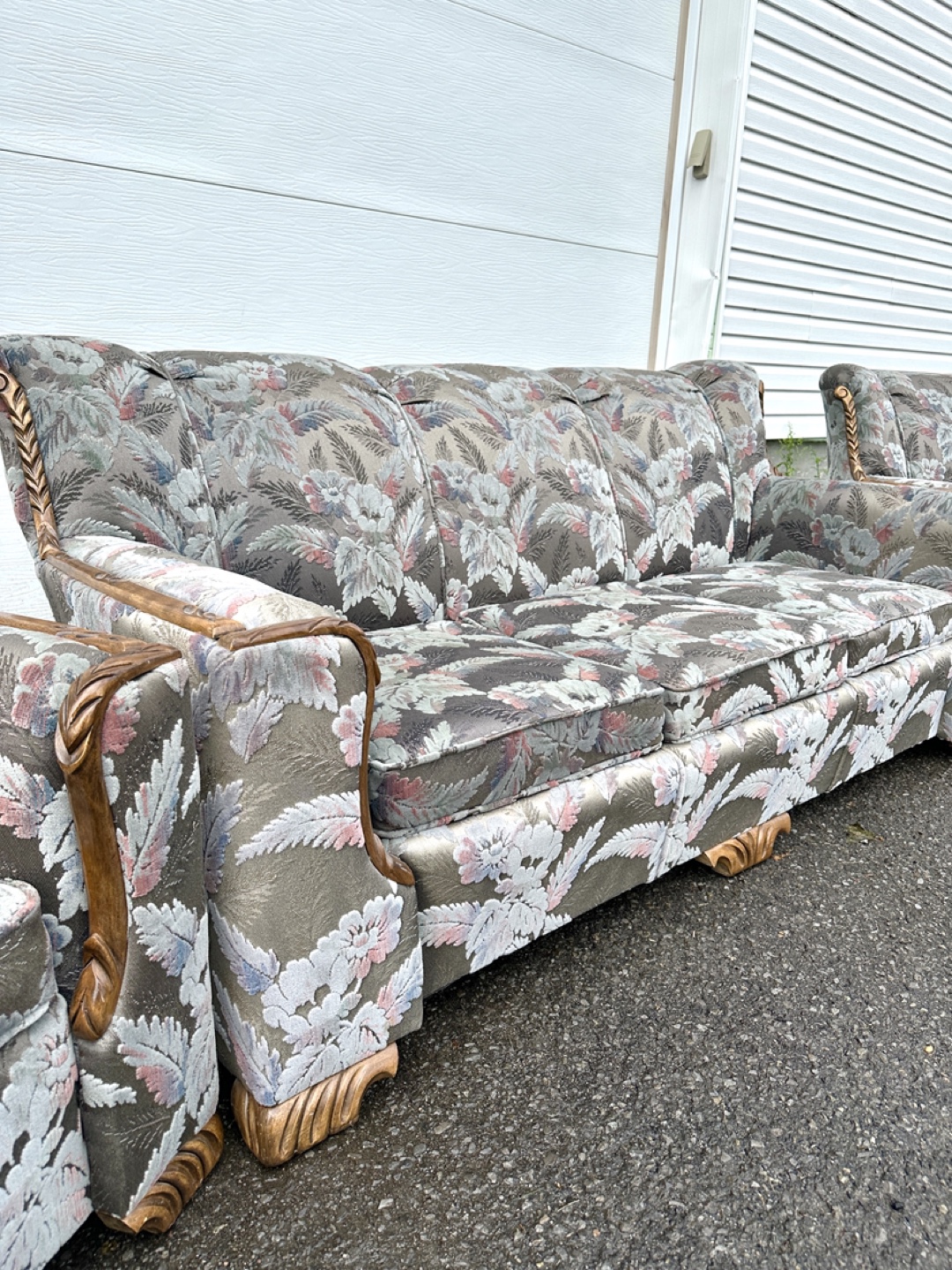1940’s Antique Solid Wood Sofa Set with Chairs (CAN DELIVER) - photo 5