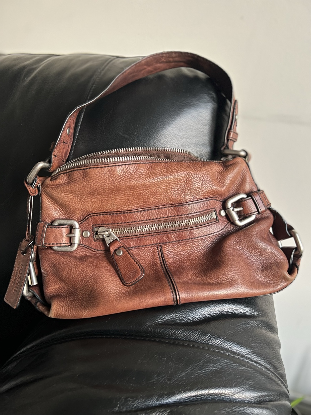 Fossil Vintage Brown Leather Shoulder Bag - photo 4