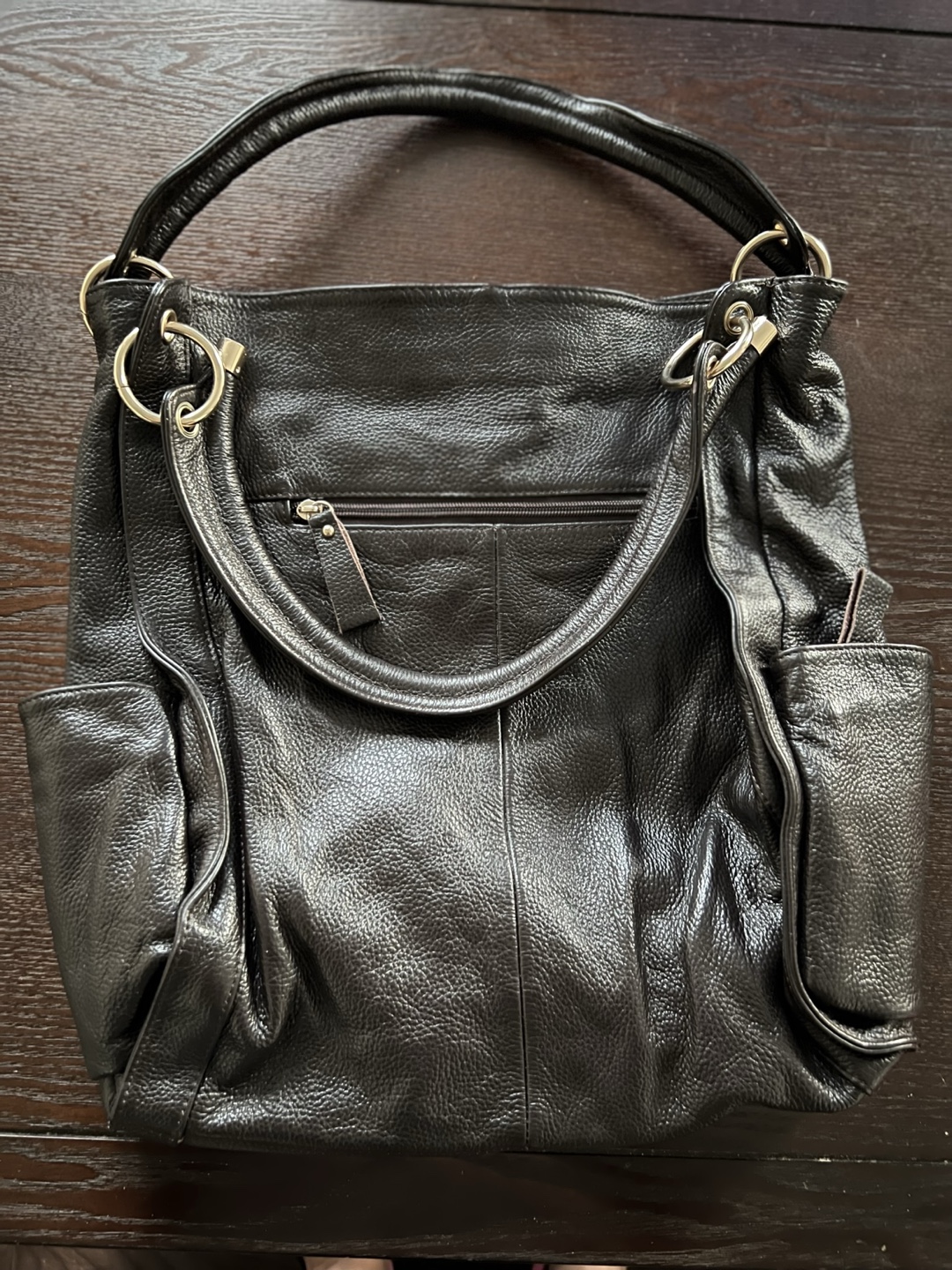 Vintage Leather Hobo Bag - Dark Brown