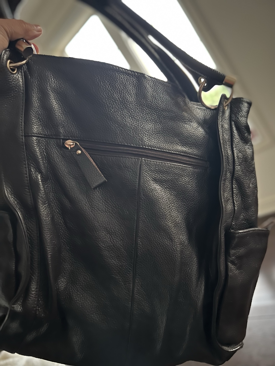 Vintage Leather Hobo Bag - Dark Brown - photo 3