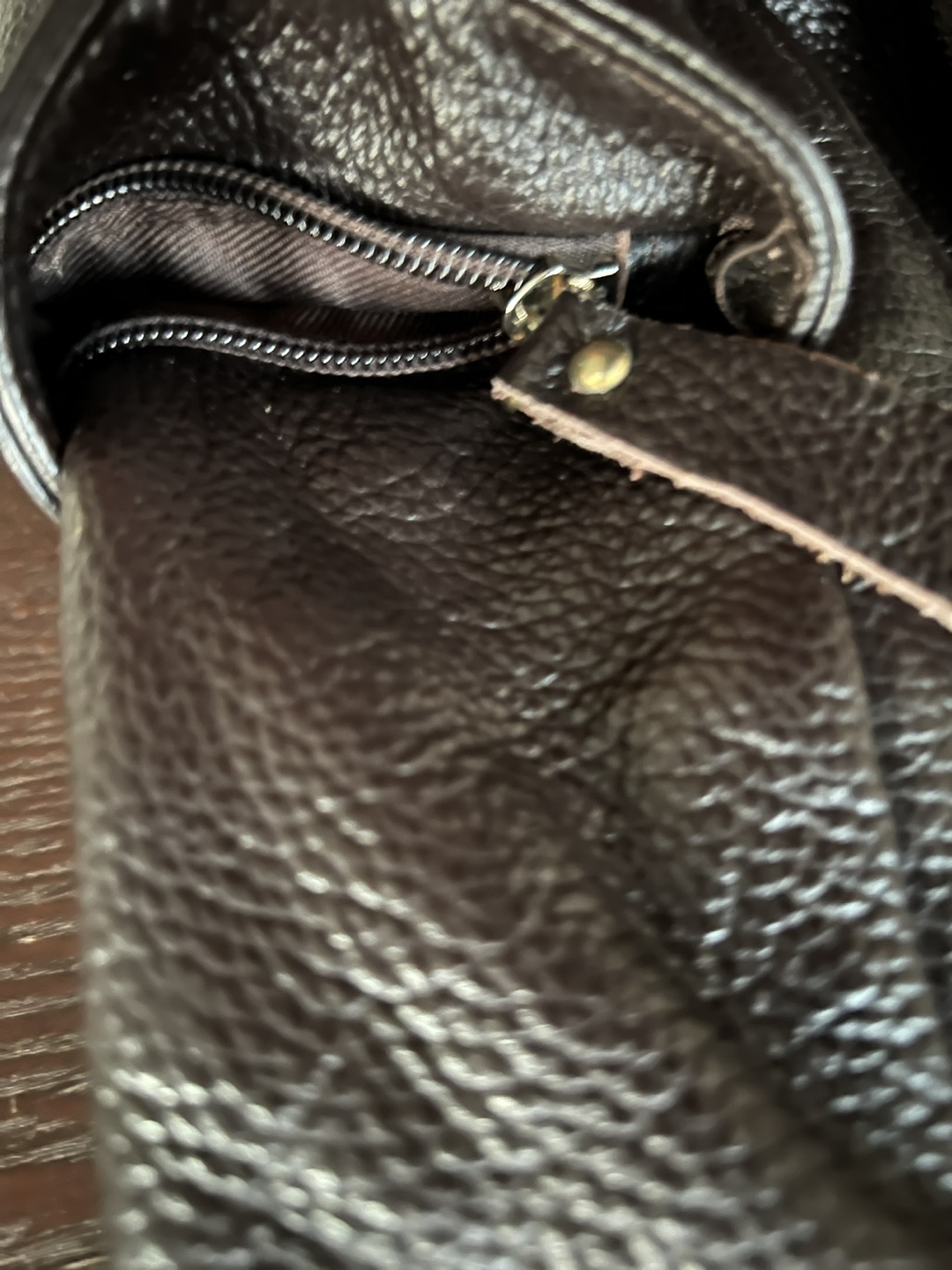 Vintage Leather Hobo Bag - Dark Brown - photo 4