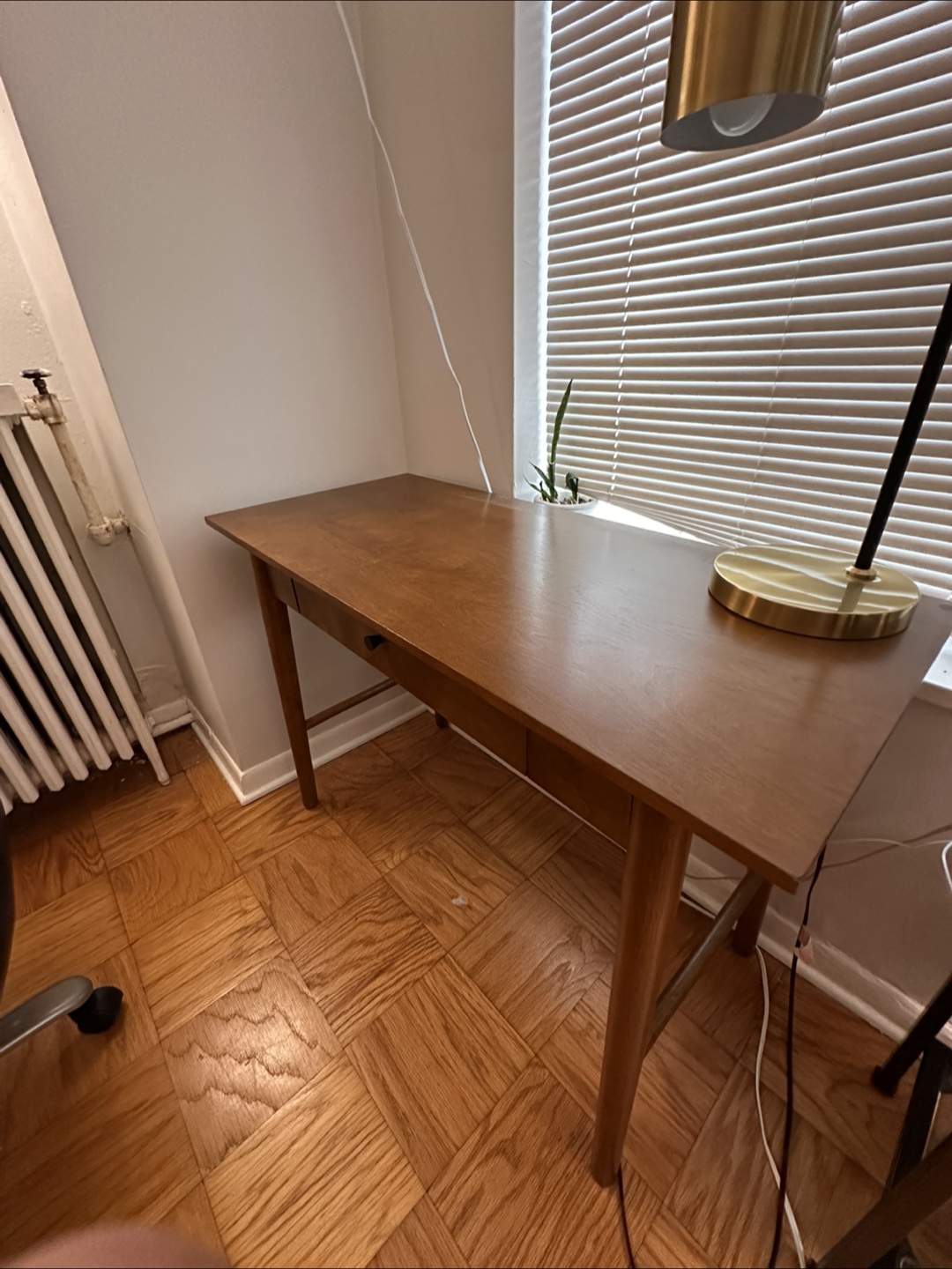 Mid-Century Modern Wood Desk, Brown, 42" Wide - photo 2