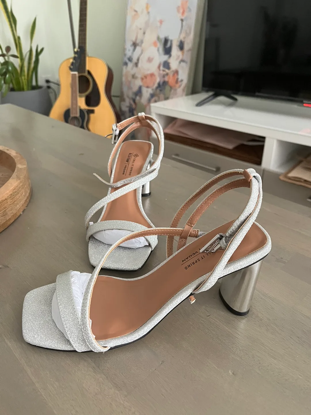 Call It Spring Silver Heels - Size 6 thumbnail