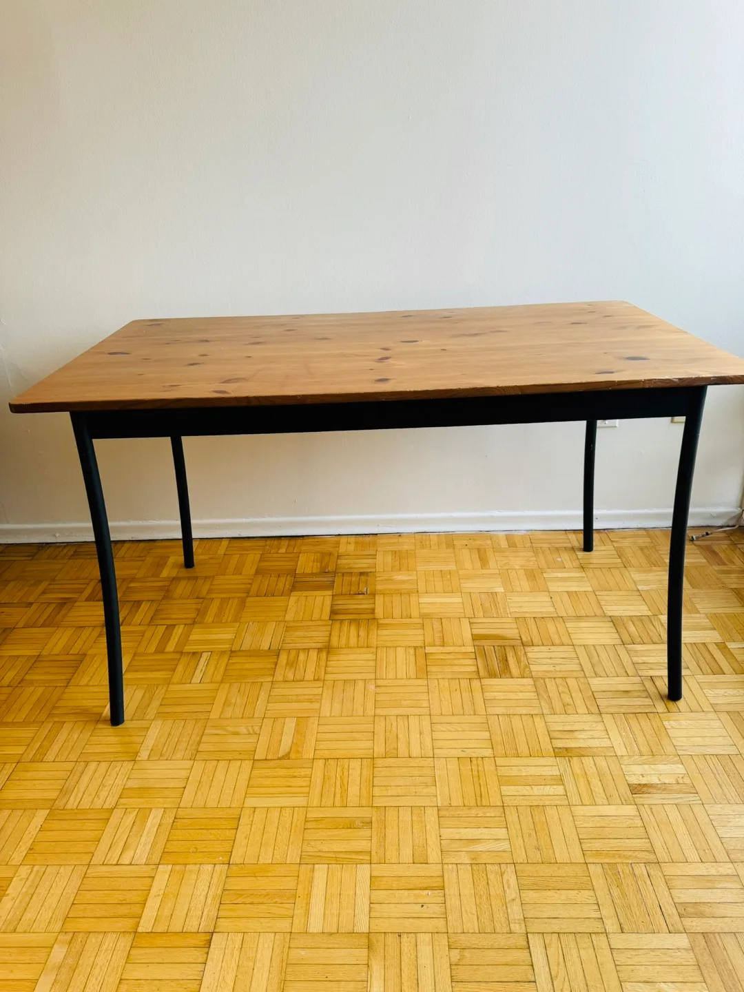IKEA Antnas Wooden Dining Table with Black Legs thumbnail