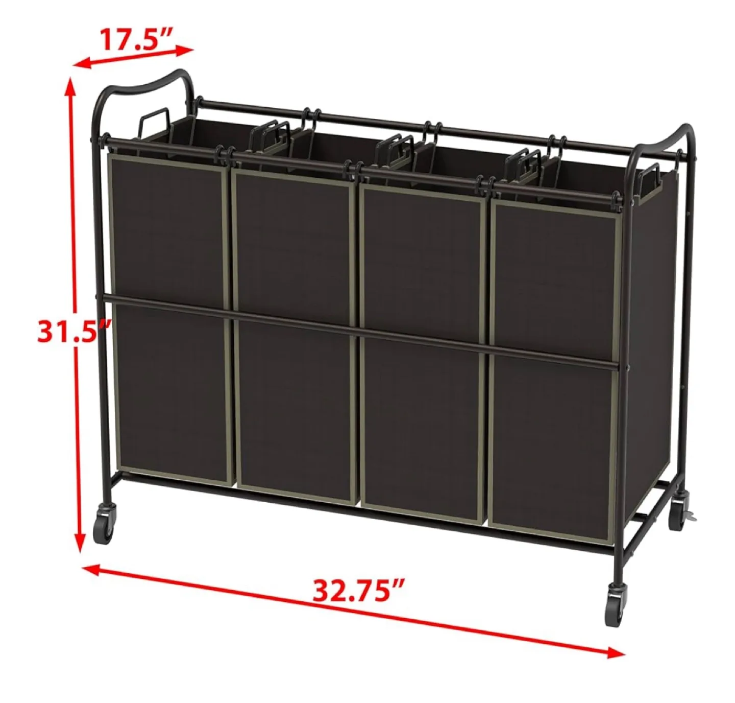 SimpleHouseware 4-Bag Heavy Duty Rolling Laundry Sorter Cart thumbnail
