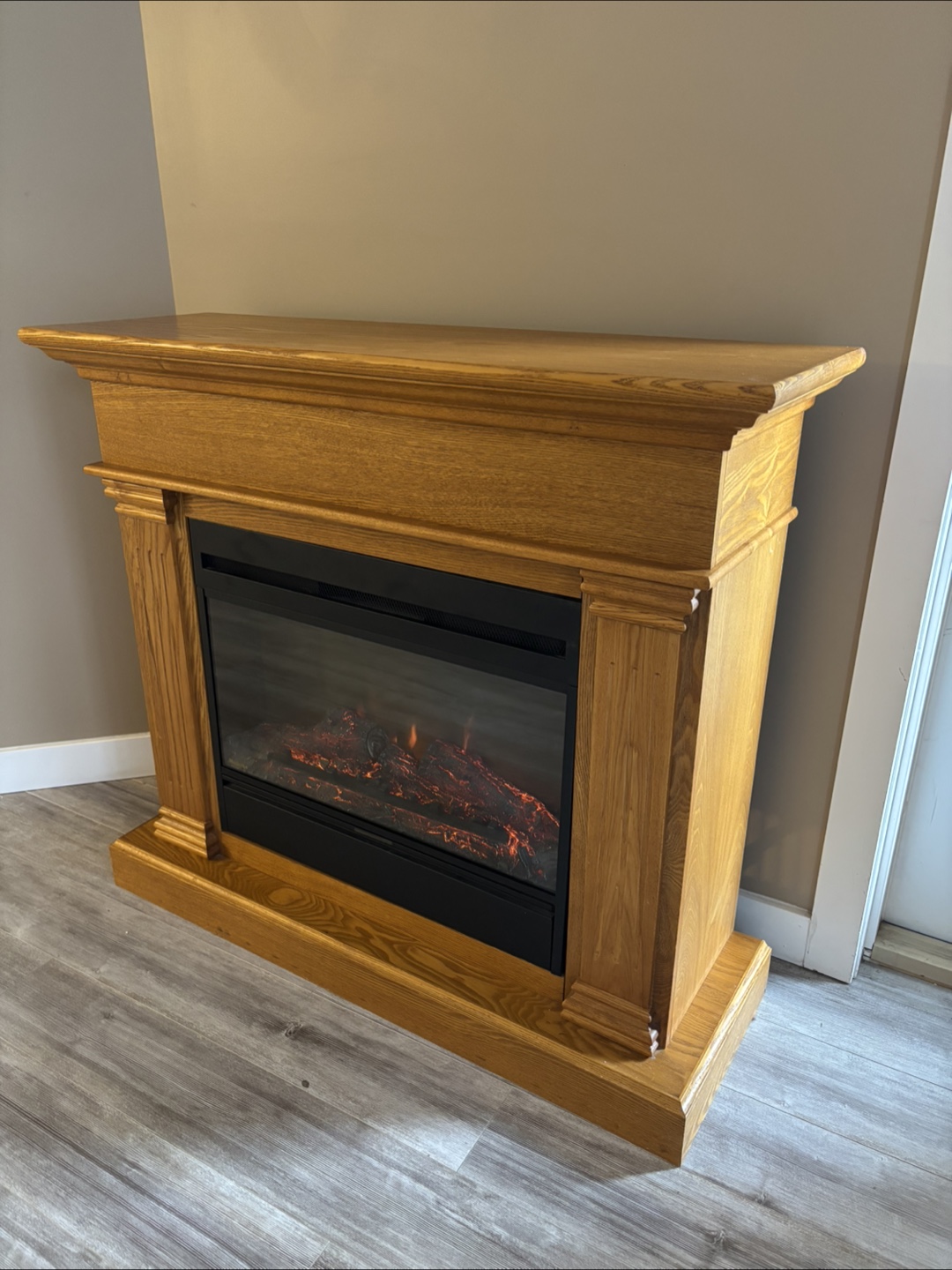 Electric Fireplace with Wooden Mantel - photo 2