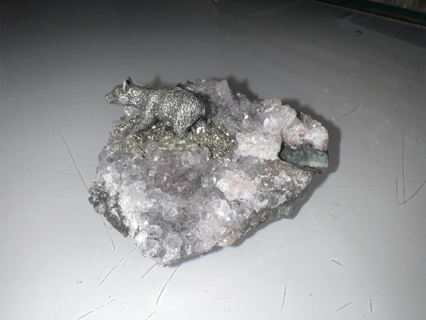 Bear Figurine on Amethyst Crystal thumbnail