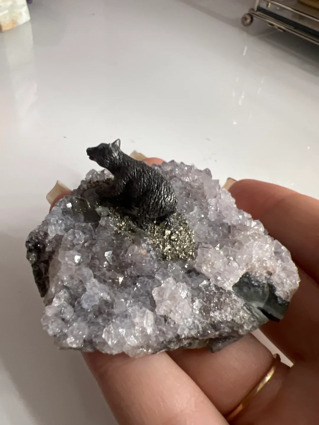 Bear Figurine on Amethyst Crystal image indicator(2)