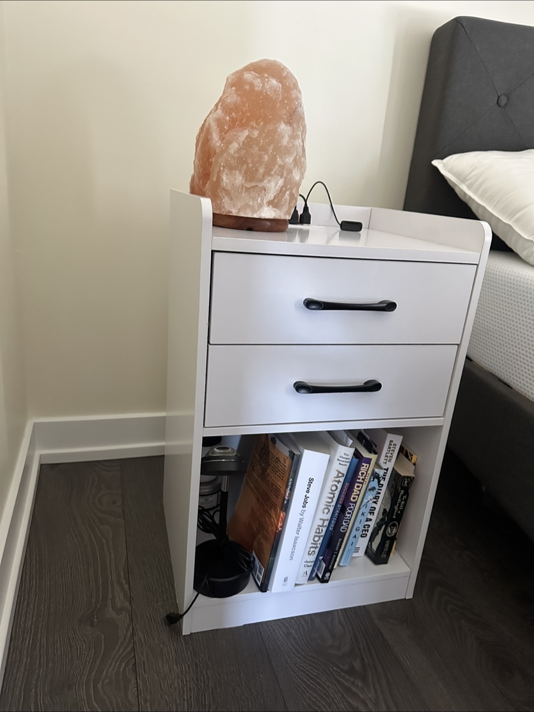 White 2-Drawer Nightstand with LED - photo 2