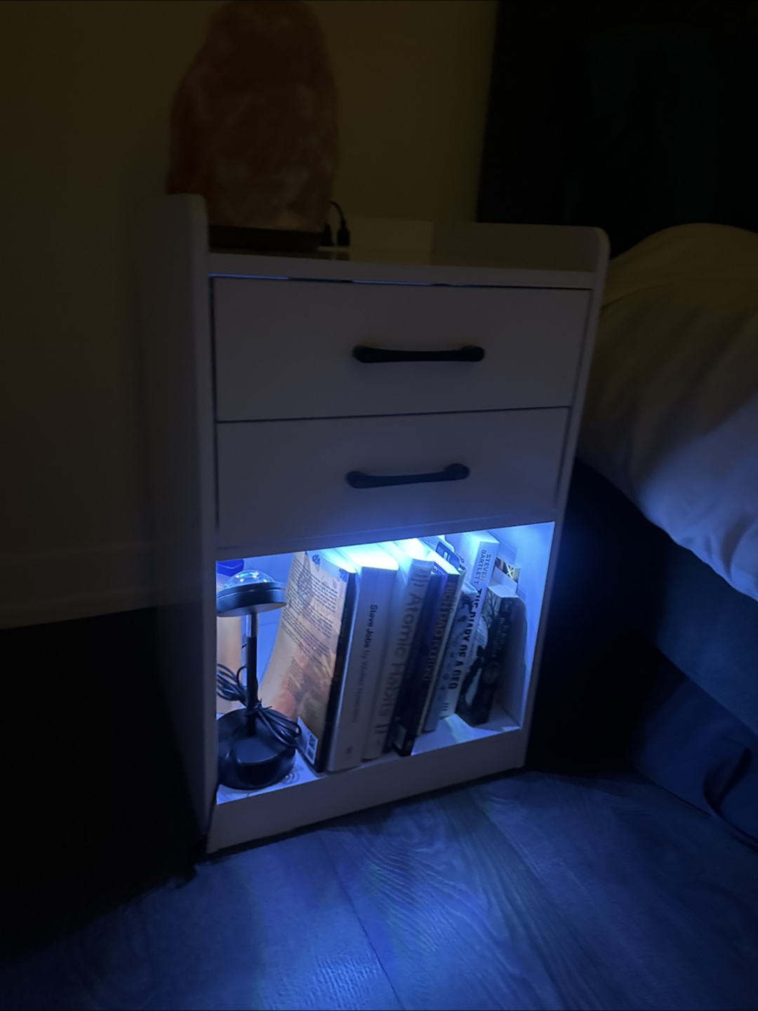 White 2-Drawer Nightstand with LED - photo 3