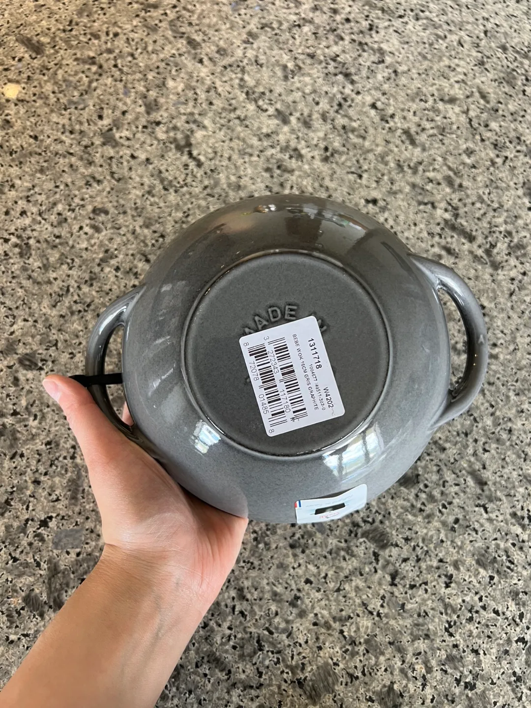 Brand New Staub 16 cm / 6.5 inch cast iron Mini Wok Grey image indicator(3)