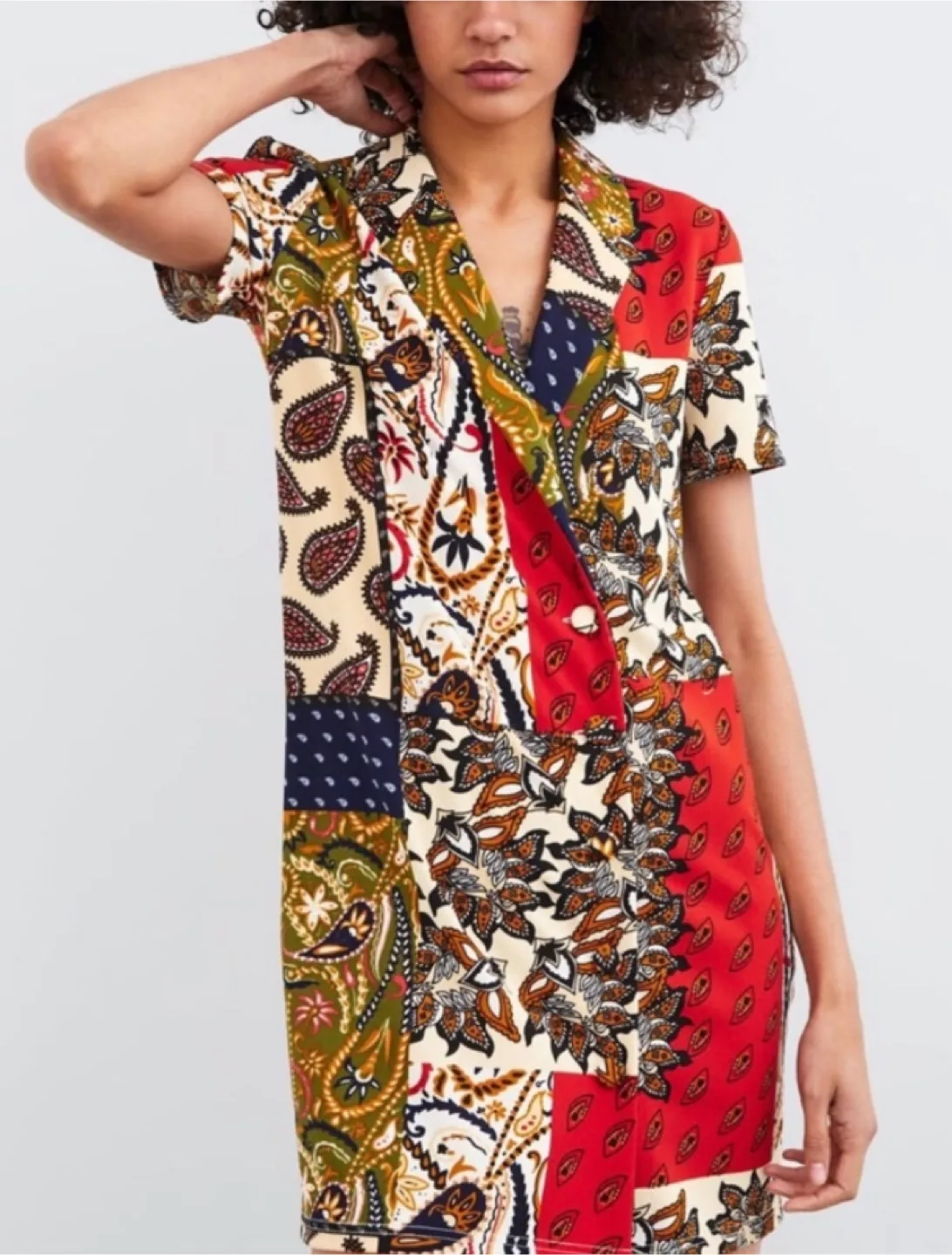 Zara Patchwork blazer style Dress - Size L image indicator(8)