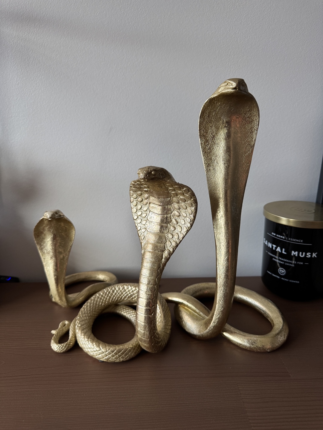 Gold Cobra Statue Set - Home Decor