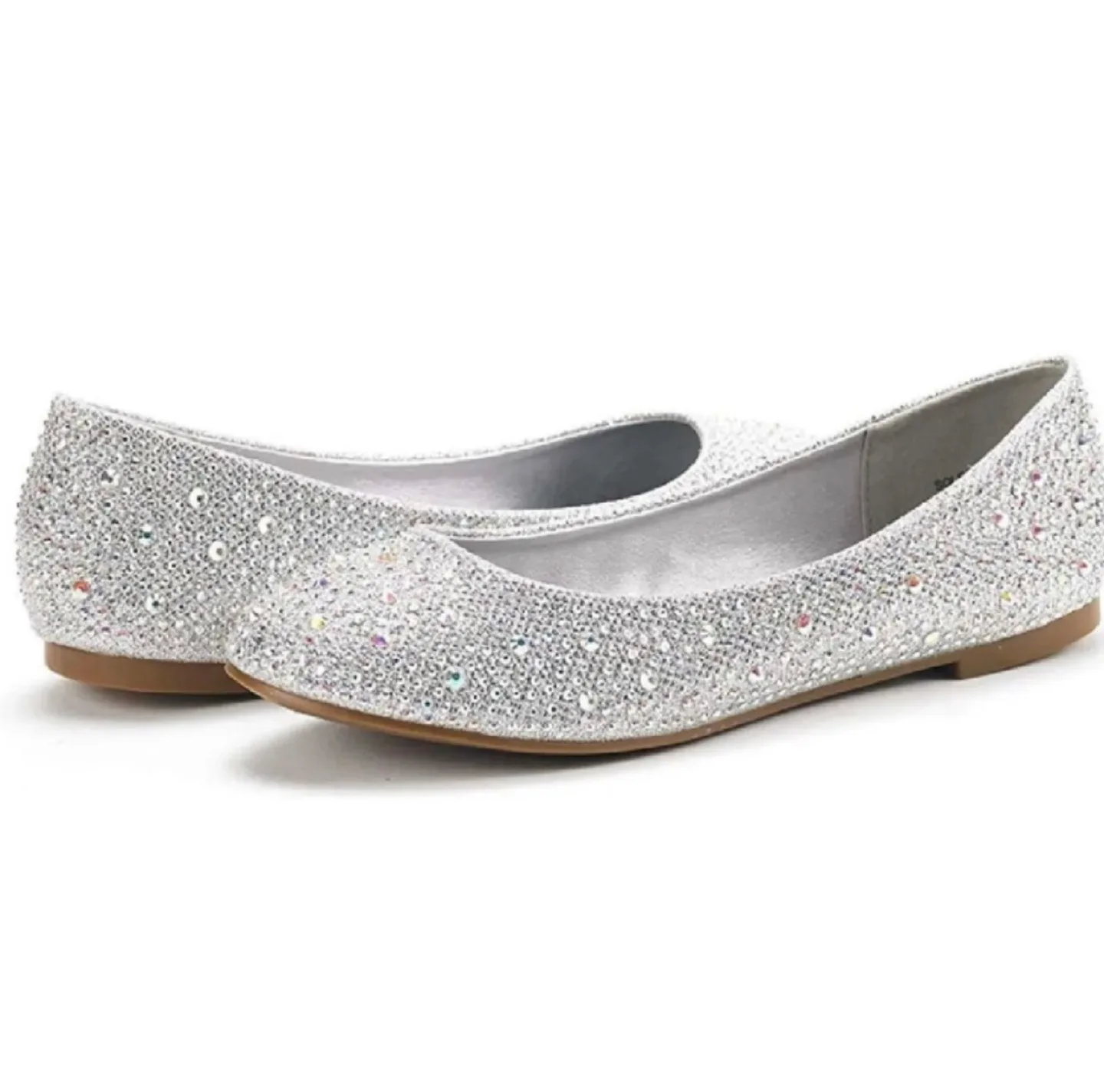 Dream Pairs Women's Rhinestone Ballet Flats Shoes Sz 8 sliver thumbnail