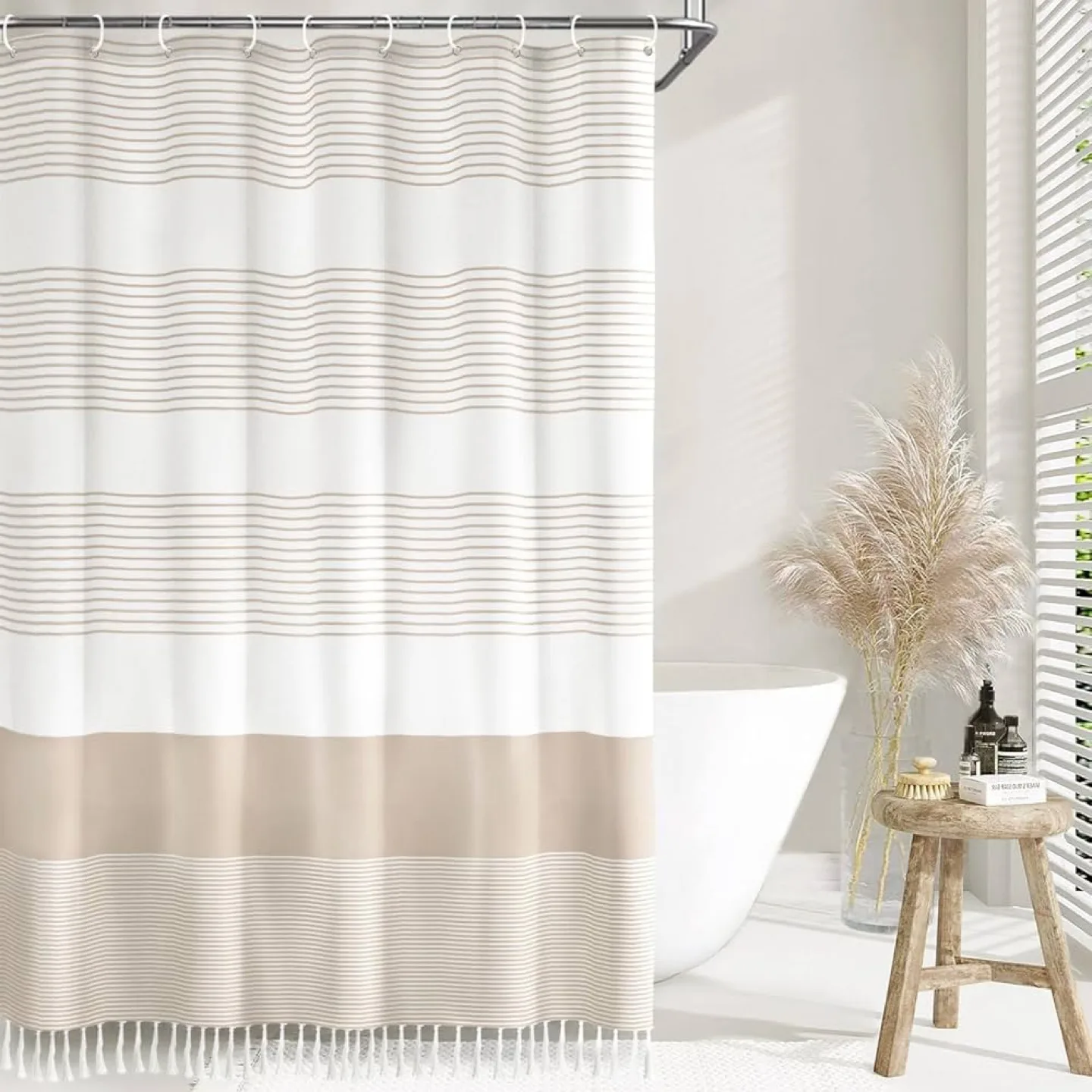 Brand New Boho Beige Shower Curtain 72 X 72 Inch thumbnail