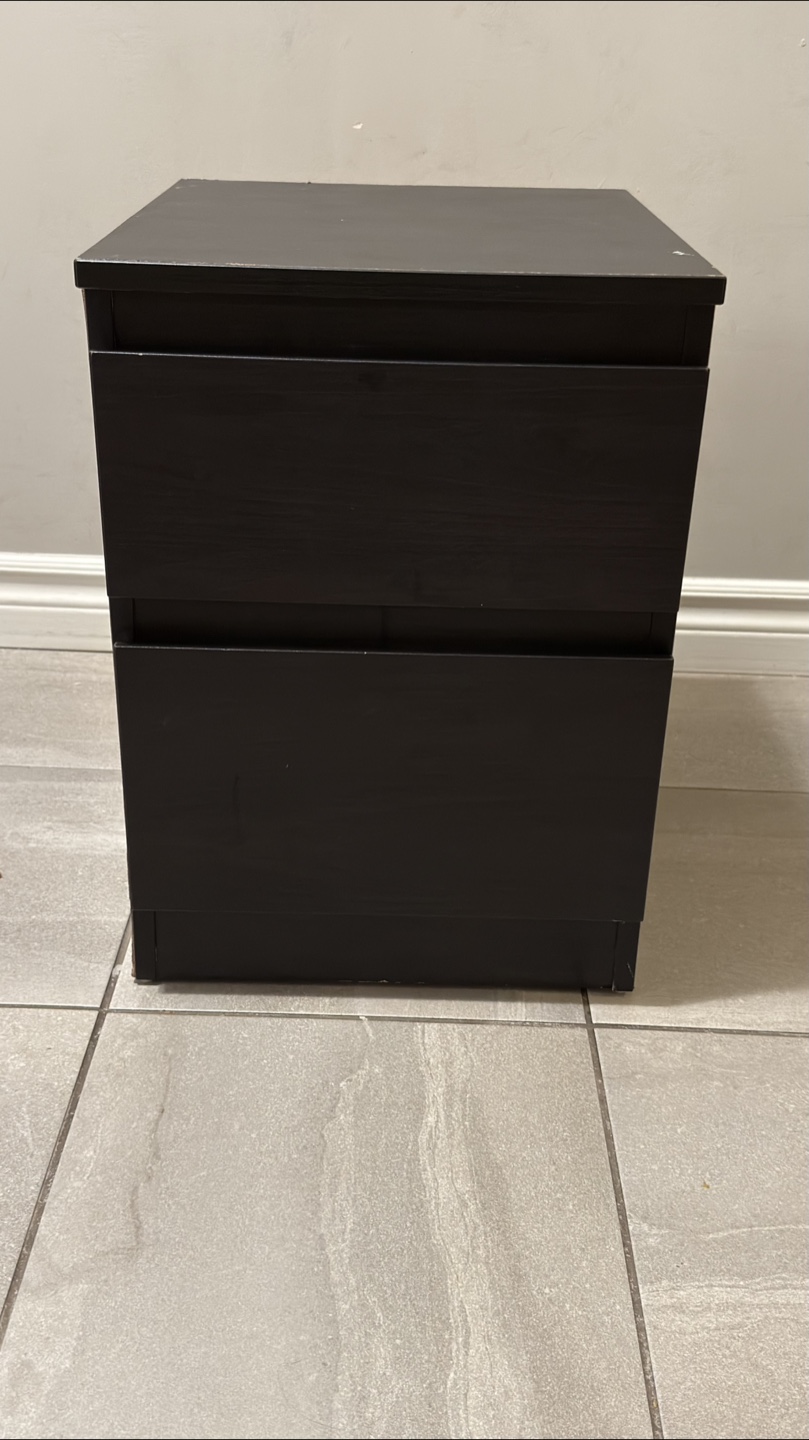 Black 2-Drawer Bedside Table