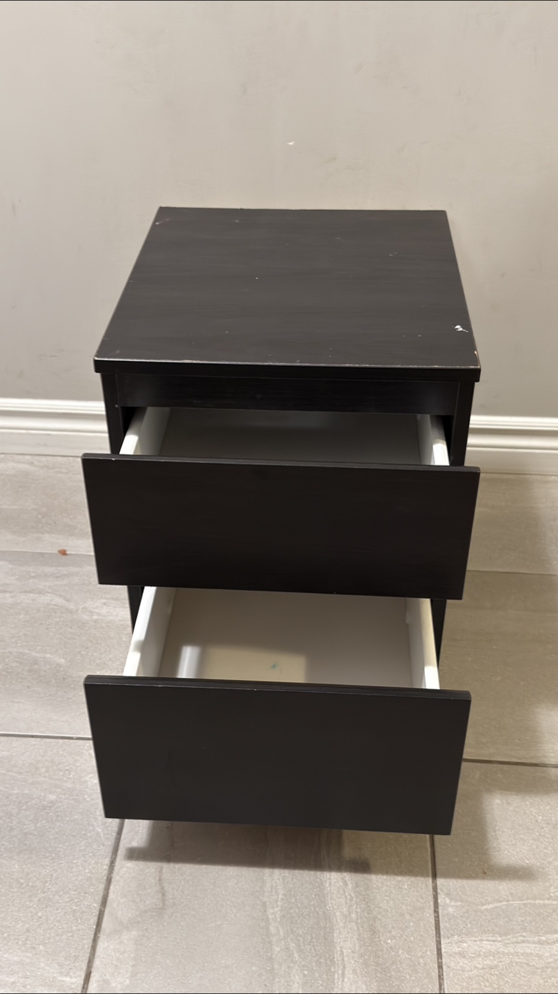 Black 2-Drawer Bedside Table - photo 2