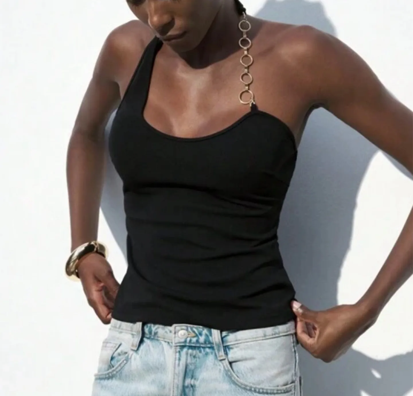 Maija Black chain Halter Top NEW thumbnail