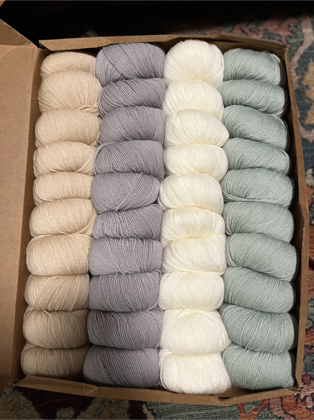 Yarn Skeins - Beige, Grey, White, Green
