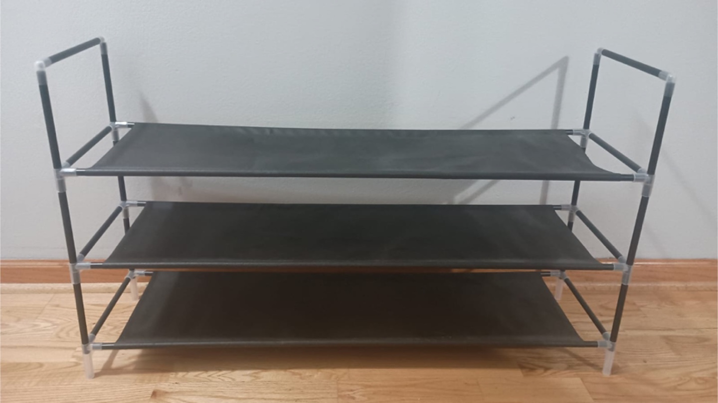 Gray 3-Tier Shoe Rack