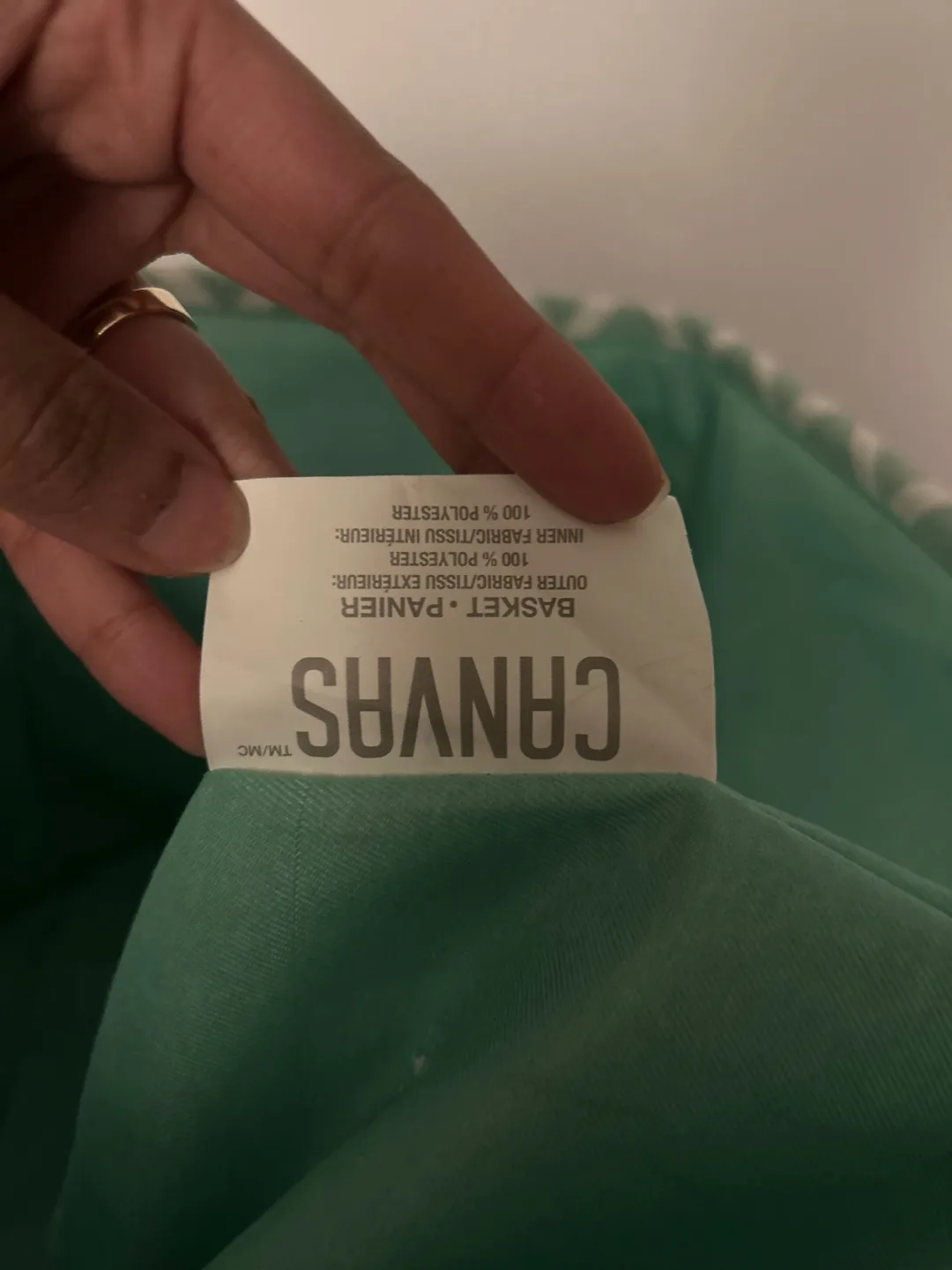 Canvas Basket - Mint Green and White image indicator(5)