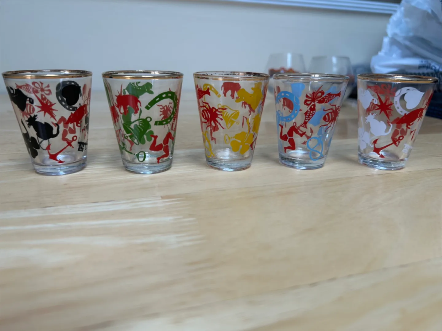 Vintage Hazel Atlas Lucky Shot Glasses (Set of 5) thumbnail
