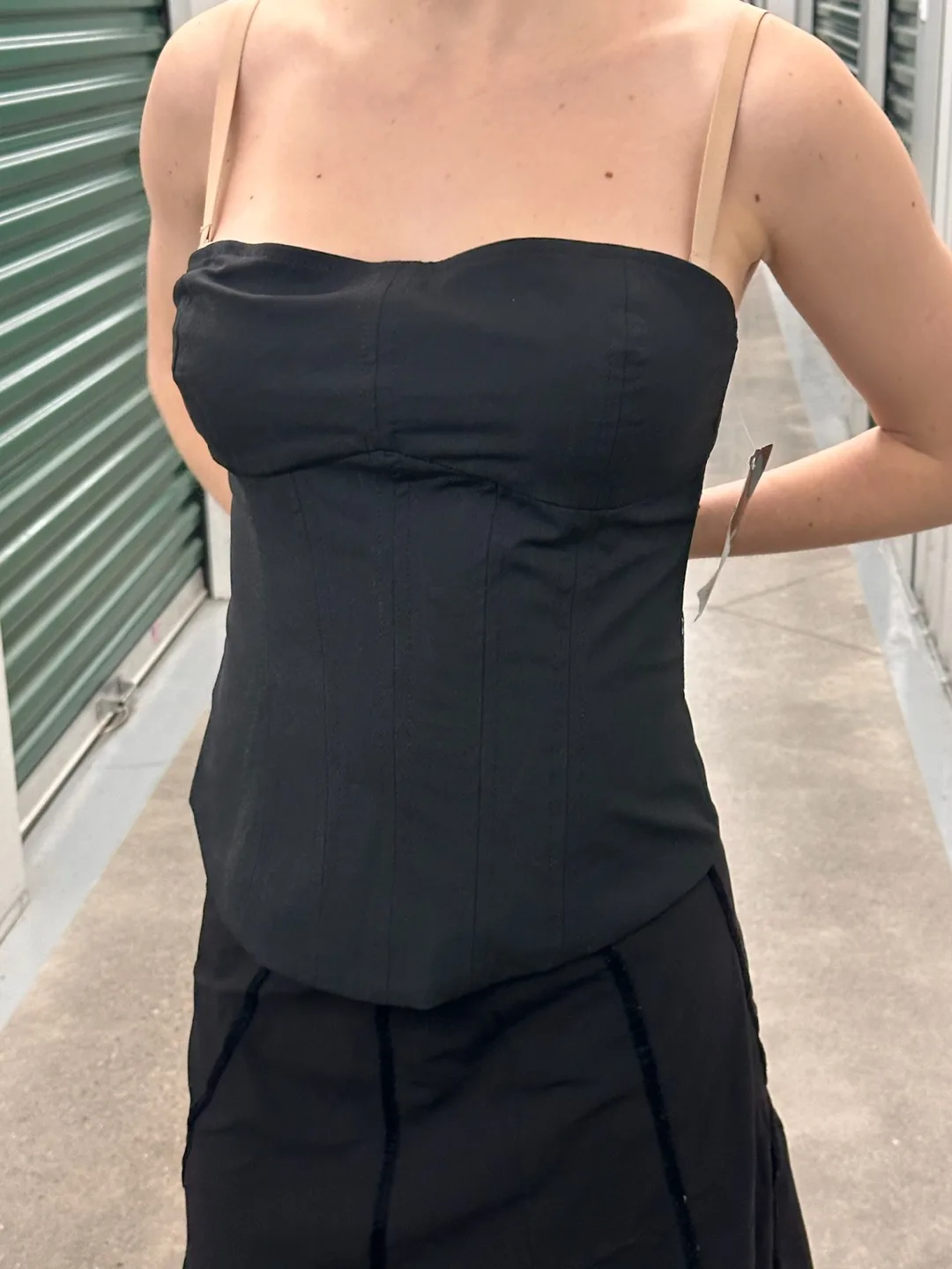 Mango Black Corset Top - Size L thumbnail