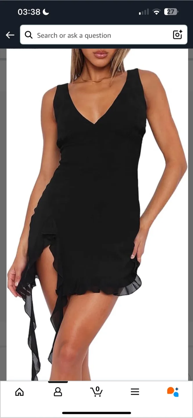 Black Mini Ruffle Dress thumbnail